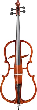 Full Size Electric Cello Kit for Adults,Beginners,Complete 4/4 Cello Set with Portable Bag, Bow, Rosin, Earphone and Connecting Line, Natural