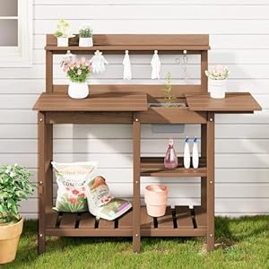 Serwallpottingbenchoutdoorpottingtablewithsinkhdpepottingbenchesforoutsidegardeningtableallweatherusebrown Urban Country Home Decor Serwall potting bench outdoor potting table with sink hdpe potting benches for outside gardening table all weather use brown urban country home decor