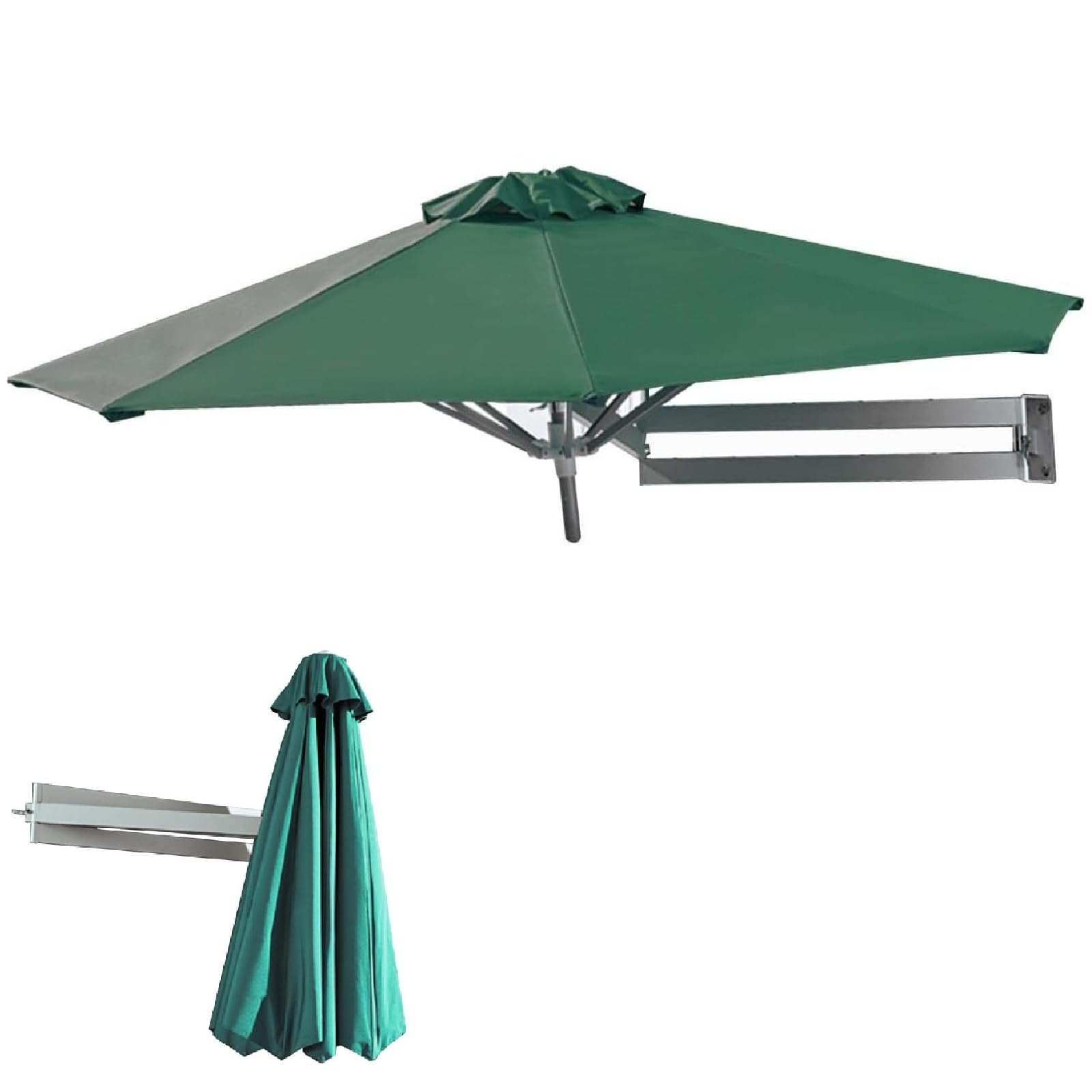 GYKOZY Patio Umbrella,Wall-mounted Shading Umbrellas, Outdoor Wall Parasol With Metal Pole, Tilting Sunshade Umbrella, Aluminium Frame Sun Umbrella (Green 2.2m)