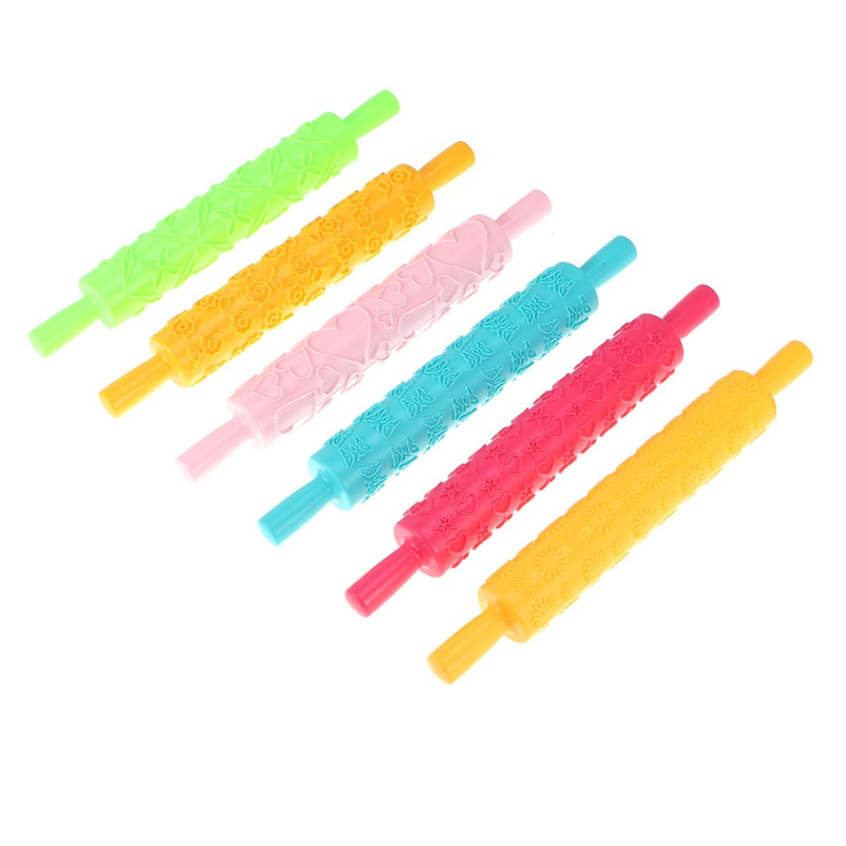 Housoutil Rouleau à Pâte en Plastique 8pcs Motifs Décoratifs, Facile à Nettoyer, pour Fondant et Pâtisserie, Accessoires Créatifs Cuisine DIY Plusieurs Styles