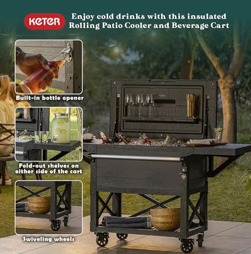 Keter-Rolling-Ice-Cooler-Cart-Outdoor-Party-Beverage-Stand-wWheels-898-Qt-Dark-Grey Keter Rolling Ice Cooler Cart Outdoor Party Beverage Stand wWheels 898 Qt Dark Grey