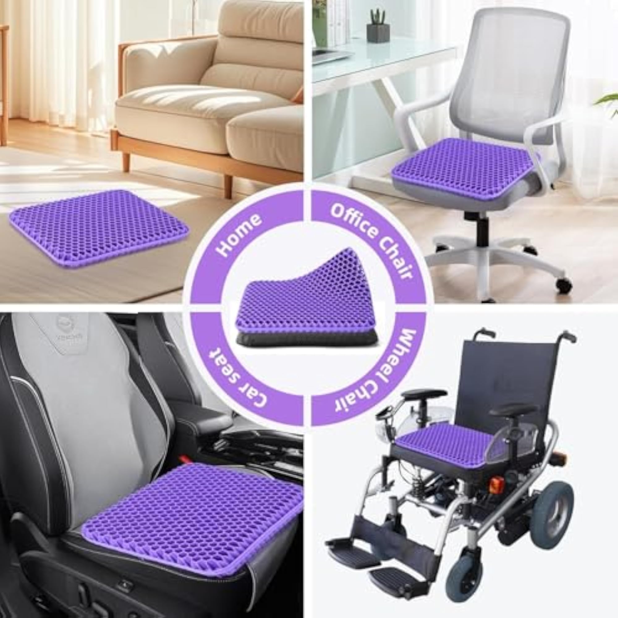 Double Thick Honeycomb Cooling Gel Seat Cushion for Office & Car