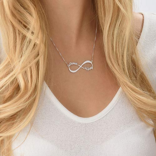 Personalized Infinity Name Necklace - Sterling Silver, Gold Plated or Solid Gold - 1-2 or 3-4 Custom Inscription - by MYKA4
