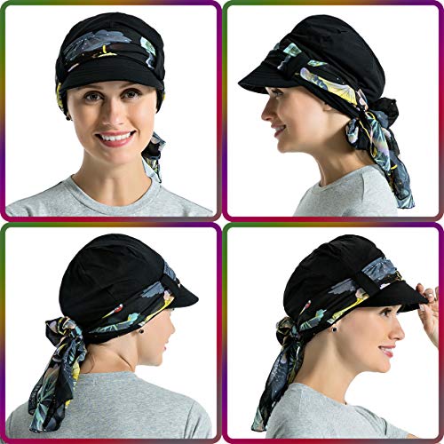Jarsehera Chemo Hats For Women Bamboo Cotton Lined Newsboy Caps With Scarf Double Loop Headwear For Cancer Hair Loss #TOP5