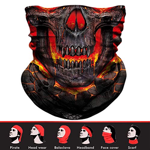 Skull Face Mask, 3D Tube Mask Seamless Durable Face Mask Bandana Skeleton Face Mask for Motorcycle Bike Riding Fishing Hunting Cycling