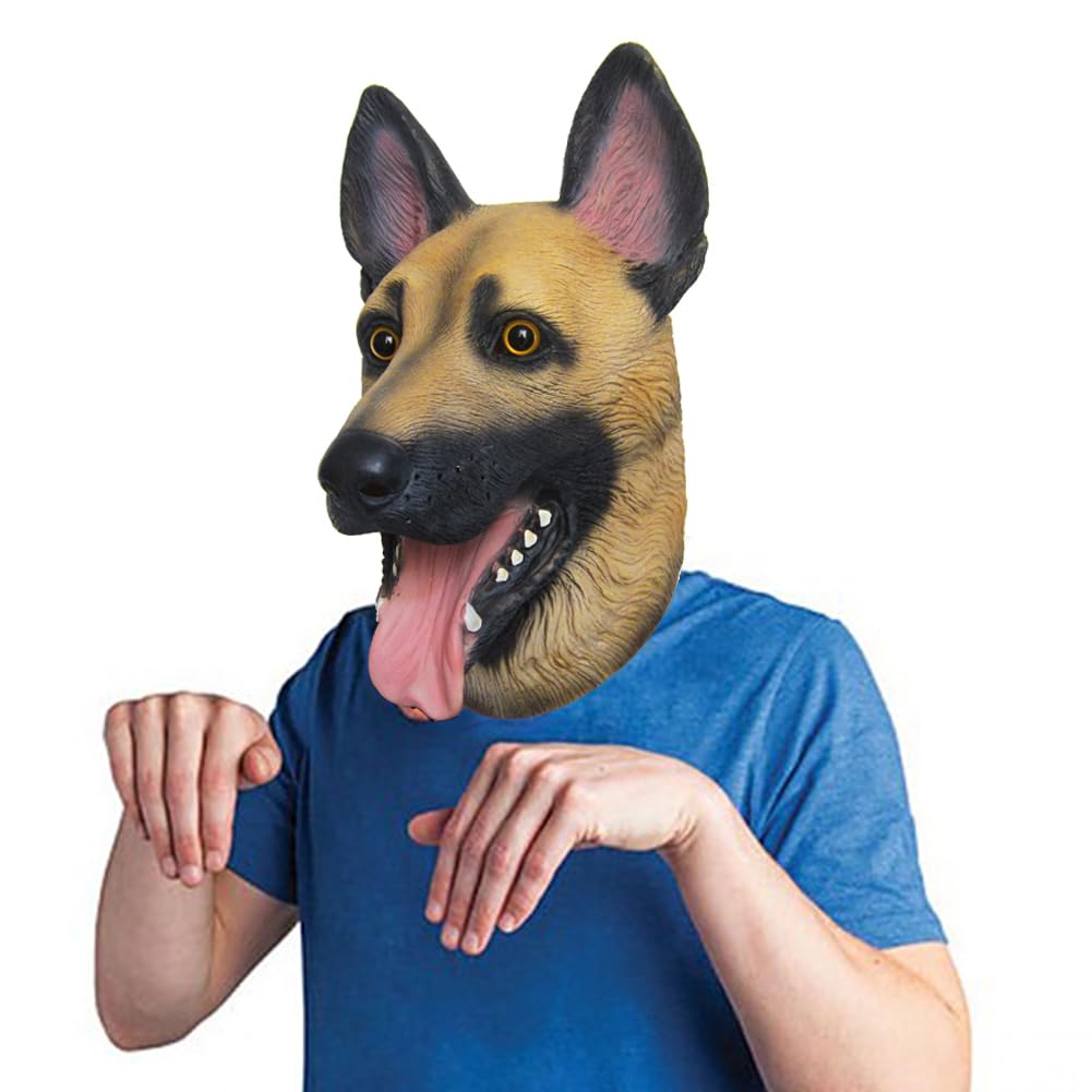ACBAGI German Shepherd Dog Mask Animal Head Mask Halloween Mask Funny masks Scary Mask Dog costume for adults (Dog)