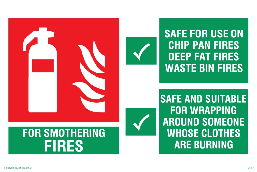 This extinguisher contains Fire Blanket instructions for use Sign Sign - 150x100mm - A6L