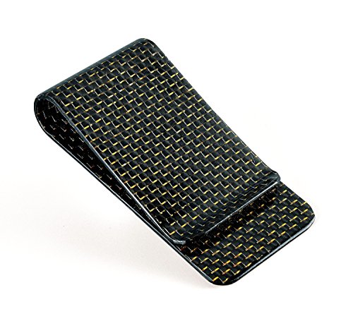 CL CARBONLIFE Carbon Fiber Wallet Money Clip for Cash and Credit Card, Minimalist Holder Clips for Men (Golden, 2.8