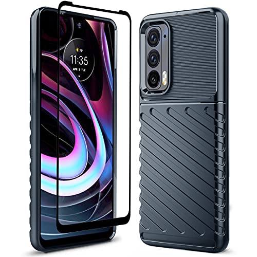 Sucnakp for Moto Edge 2021 Case Moto Edge 5G UW Case with Screen Protector Shock Absorption Anti Scratch Heavy Duty Durable Drop Protection Cell Phone Cover for Motorola Moto Edge 2021ï¼ˆLT Blueï¼‰