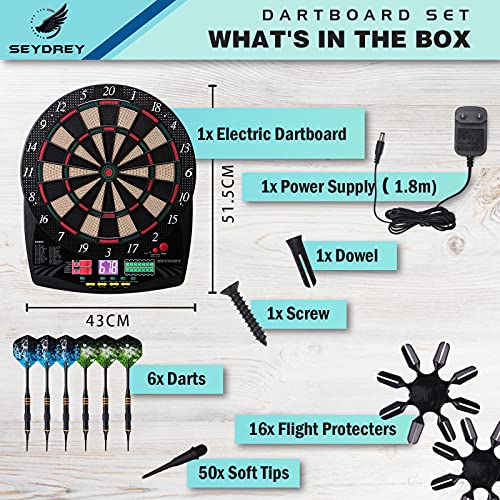 Electronic Dart Board, Soft Tip Dartboard Set With 6 Darts 50 Soft Tips, Lcd Display, Power Adapter, Throw Line #TOP7