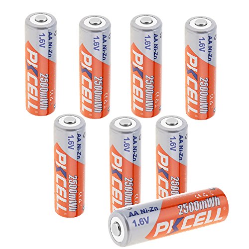 PKCELL 8 x nizn (nickel-zinc) 1.6 V AA 2500 MWH rechargeables Piles