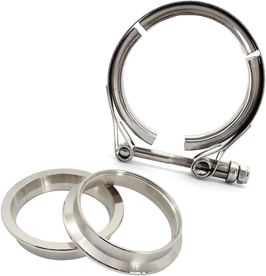 2.5 Exhaust Clamp RIAYOOE 2 1/2 inch Stainless Steel Exhaust Pipe V Band Clamp with Male Female Exhaust Flanges