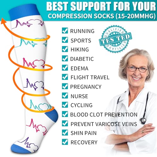 Image of Copper Compression Socks for Women & Men (6 pairs) - Best Support for Nurses, Running, Hiking, Recovery