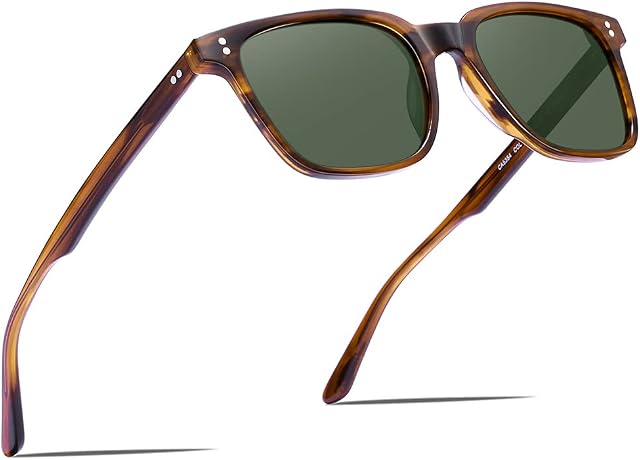 CARFIA Classic Square Polarized Mens Sunglasses UV400 Protection for Driving Fishing Hiking Golf Shades CA5354L