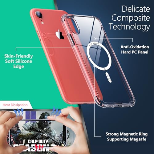 Image of ONES for iPhone XR Case, Hybrid Magnetic Phone Case, Compatible with MagSafe, Military Grade Protection, Shockproof Airbag, Anti-Yellow Silicone Cover, Scratch-Resistant, Thin, Clear