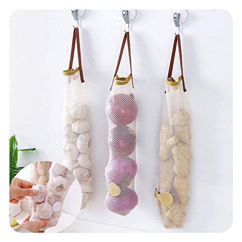 Fruit and Vegetable Mesh Bags 3 Pack for Hanging Storage for Potato Onions Green Pepper Fruits Garlic