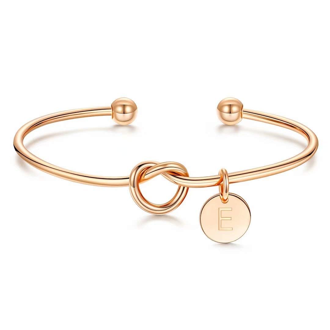 M MOOHAM Gold Initial Bracelets for Women, Tie the Knot Letter A-Z Bracelet