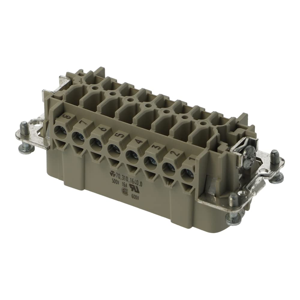 70.310.1640.0 | 16PE16AMI | WIELAND REVOS PLUG INSERT, 16 POLE + EARTH, SCREW CONNECTION, 500V 16A