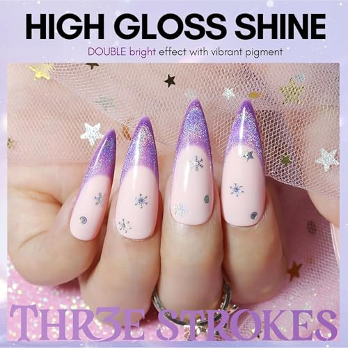 Image of THR3E STROKES 9D Glitter Cat Eye Magnetic Nail Polish Gel Art Manicure DIY at Home Soak Off UV 7.5ML (CE4)
