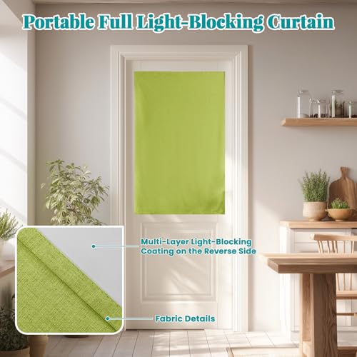 Image of 100% Blackout French Door Curtains, Room Darkening Shades Small Window Curtain Drapes Thermal Insulated Tricia Door Blinds for Classroom Glass Window, W25 x L40 inch, 1 Panel, Fruit Green