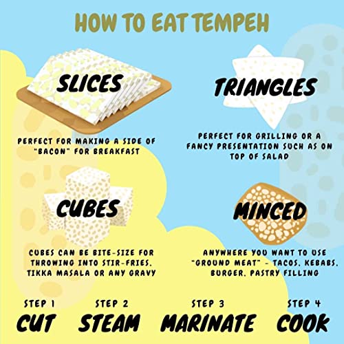 Image of Alla's Posh Flavors Soy Tempeh Starter Culture Powder, Fermentation Culture for Homemade Tempeh, Plant-Based Probiotic, Generates Natural Vitamin B12, Makes Up to 5kg, 5 Sachets