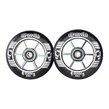 GRAVITI 100mm Pro Stunt Scooter Wheels One Pair with ABEC-9 Bearings CNC Metal Core (2pcs)（black pu