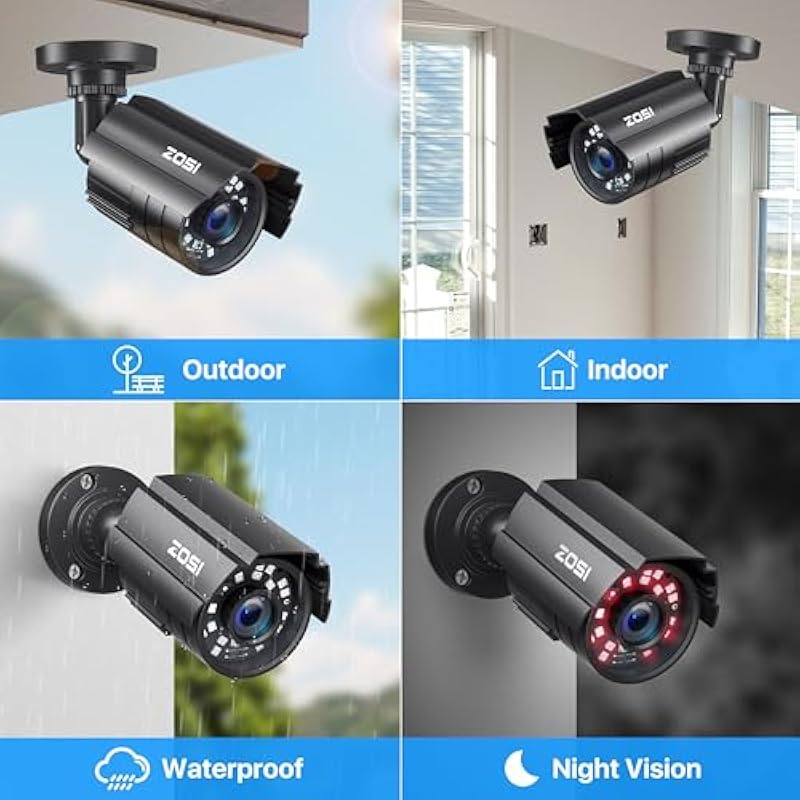 ZOSI 1080P HD TVI Security Camera for Home Office Surveillance CCTV System Bullet BNC Camera with Night Vision Black Wired-1Cam 상세이미지 3