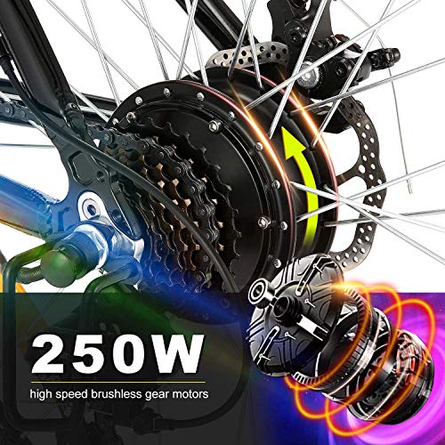 26'' Folding Electric Mountain Bike with Removable 36V 8AH Lithium-Ion Battery 250W Motor Electric Bike E-Bike 21 Speed Gear and Three Working Modes (Black) - Thumbnail 2