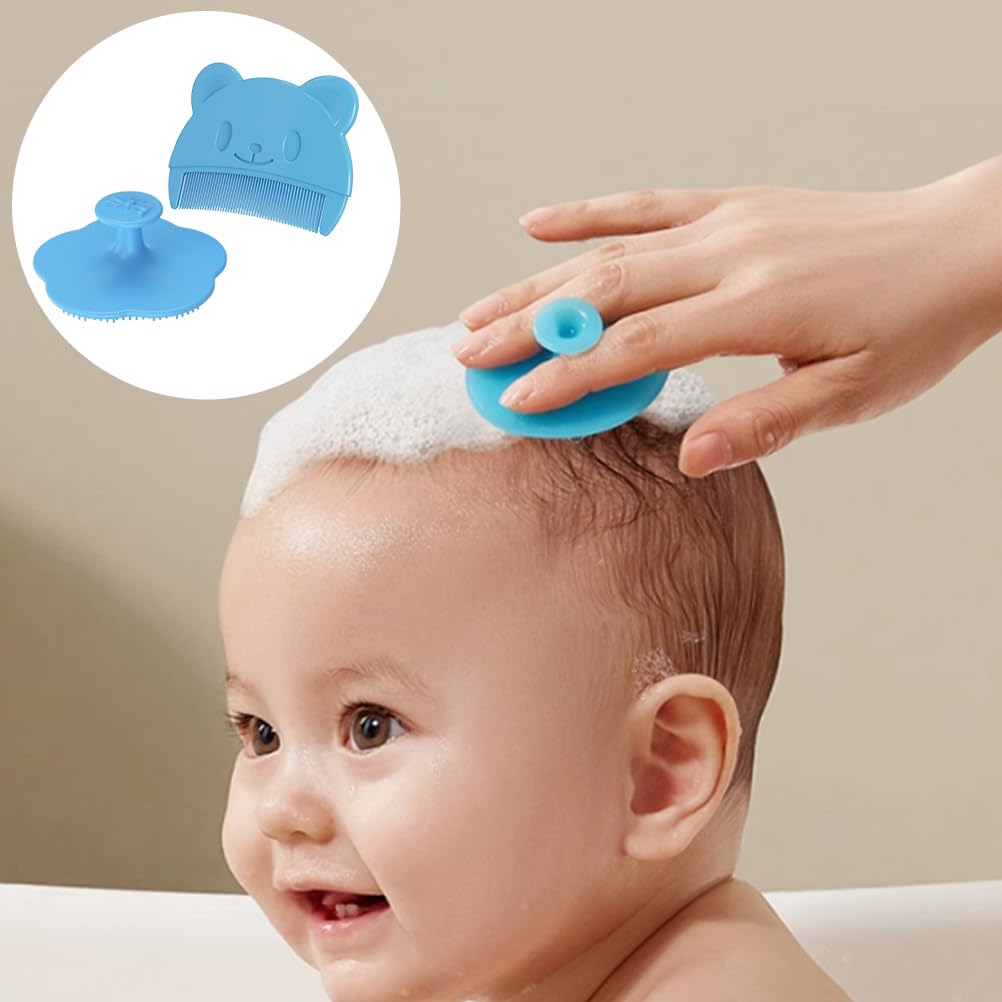 Set di 2 Pettini per Neonati in Blu - Pettini e Spazzole in Silicone per il Massaggio del Cuoio Capelluto - Ideali per i Piccoli Bambini