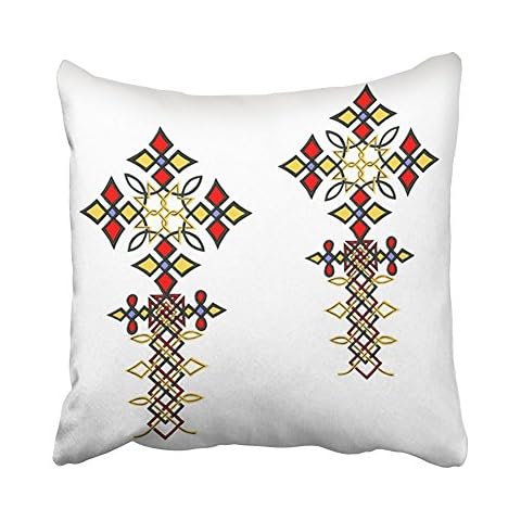 SPXUBZ Cross Ethiopian Cross Cotton Polyesterwith Hidden Zipper Decorative Home Decor Square Indoor/Outdoor Throw Pillowcase Size: 20X20 Inch(Two Sides) Cover