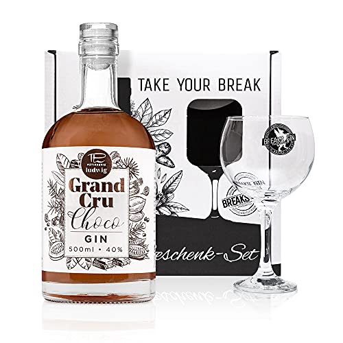 Breaks CHOCO Gin - Geschenk Set mit Glas + 500 ML Grand Cru Choco Gin - Ausgezeichneter Gin mit Valrhona Grand Cru…