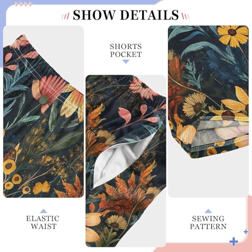 Boys' Pants Simple Bohemian Wildflower Pastel Long Bottoms Jogger Pants Elastic Waist Trousers with Pockets S-XL4