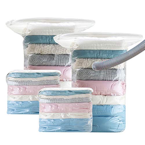 Sunhorde Cube Vacuum Storage bags 4 Pack Premium Space Saver Bags for Comforters, Clothes, Bedding, Pillows, Blankets, Duvets, 2 x Jumbo (30x40x15) & 2 x Large (22x30x12)