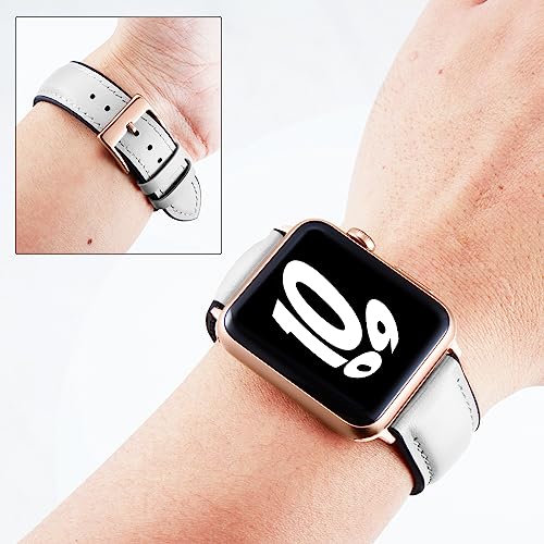 Image of BINLUN Leather Silicone Bands Compatible with Apple Watch 38mm 40mm 41mm 42mm 44mm 45mm 46mm 49mm Sweatproof Replacement Strap for iWatch 11 /10 /9 /8 /7 /6 /5 /4 /3 /2 /1 /Ultra /SE Men Women