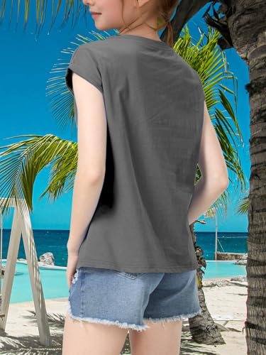 Girls Summer Casual Tee Shirts Tops Short Sleeve Kids Crewneck Cap Sleeve Tank Top Basic Loose Fit Cute T Shirt3