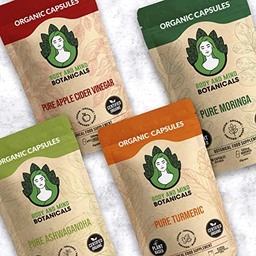 Organic Pure Apple Cider Vinegar Capsules x 90 - 500mg per Capsule - Vegan High Strength Fine Powder - No Bulking Agents