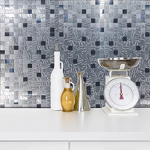Weimeisc 10 Sheets Peel And Stick Backsplash Tile For Kitchen, Self-Adhesive Mosaic Tile, Stick On Bathroom Vanities，Fireplace Décor, Laundry Table(11.73" X 11.73") (Silver, 10) #TOP3
