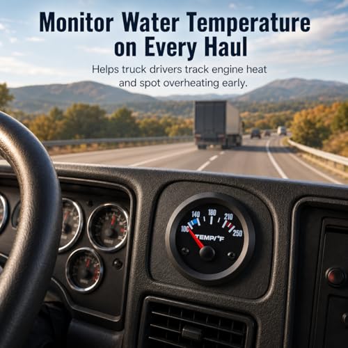 Image of Universal 2 inch 52mm Water Temp Gauge, Red | 100-250℉ Range, LED Backlight, DC 12V, Includes Sensor, For Car Boat Marine Truck Motorcycle