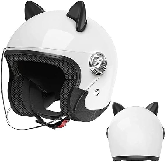 dot approved cat motorcycle helmet Ear Bluetooth Helmet, Certification Full Face Motorbike Helmet, Cool Cute Cat Helmets with HD Visor and Removable Washable Liner, for Men and Women S~XL 55~62CM : Automotive Full Face Motorcycle Helmet with