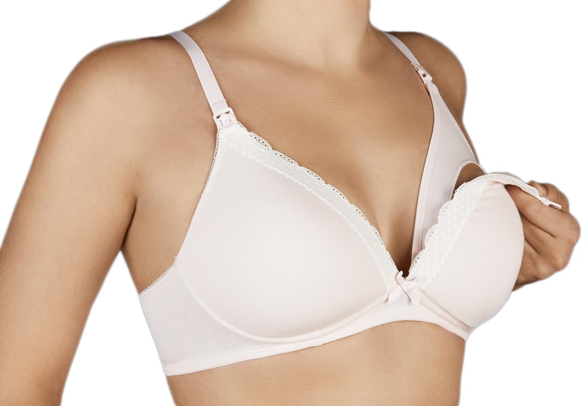 Selente Mummy Love - Sujetador de lactancia para mujer, sin aros (fabricado en la UE) en gran selección de tallas con red de lavandería exclusiva, Encaje Acolchado Rosa, 100C