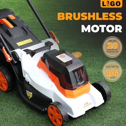 LIGO 40V Cordless Brushless Lawn Mower,15-inch Steel Cutting Deck, 11-Gallon Grass Catcher, 2X4.0Ah Batteries, 6-Position Height Adjustment 0.98''-2.95'',7 Front/9 Rear Wheels Fast Chargers Included - Image 3