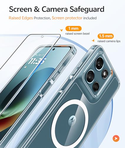 Image of FNTCASE for Moto G 2026 /2025 Case: Motorola Moto G Play 5G 2026 Case [Fit for Magsafe] [Screen Protector] Anti Yellowing Transparent Clear Phone Cover - Military Grade Shockproof Protective Cases