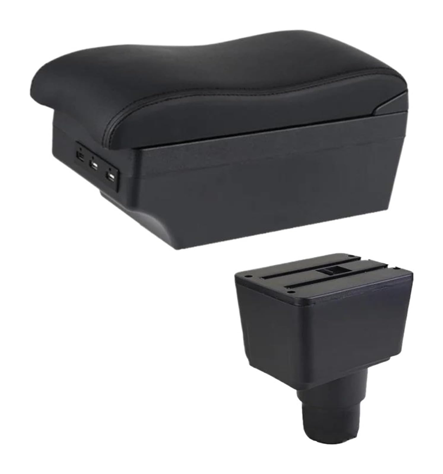 HCKCLMBMZW For Ecosport 2018 2019 2020 2021 Armrest Box Leather Arm Rest Center Console Storage USB Car Accessory Car Armrest Center Console(E2 Black Line)