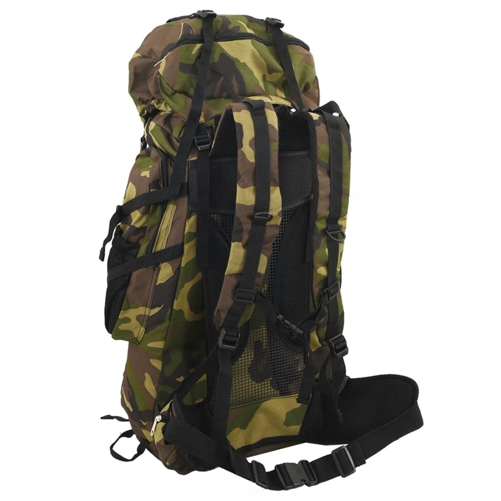 Zaino da trekking verde mimetico, 80 l, tessuto Oxford, impermeabile, leggero, con spallacci imbottiti e cintura in vita, versatile per escursionismo, campeggio, sport all'aria aperta e