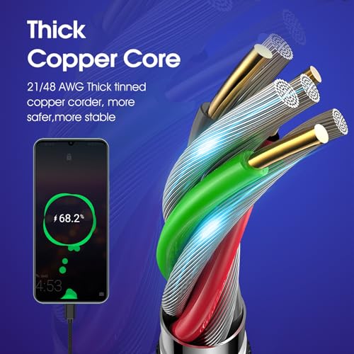 Image of [3Pack 6ft] Compatible with Samsung Galaxy S9 S10 S8 Plus Charger Cord(3A Fast Charging), TPE USB C Type Charger Cable,USB A to Type C Replacement for Samsung A32 /A12 /A10e /A20 /A51 /Note 20 /9 /8,LG-Black