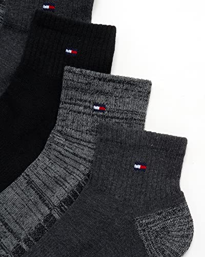 Tommy Hilfiger Men's Athletic Socks - Cushion Quarter Cut Ankle Socks (6 Pack), Size 7-12, Premium Black4