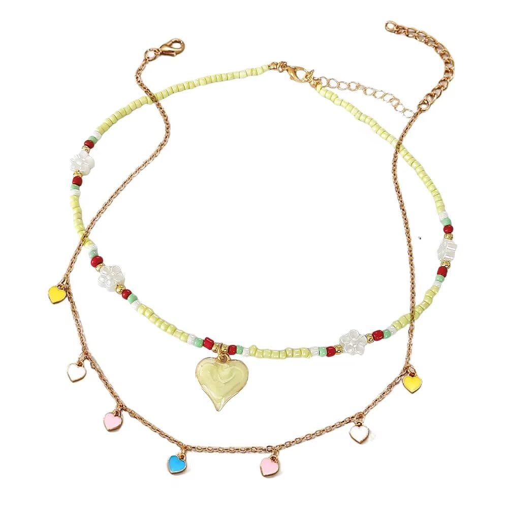 Gargantilla de corazón que no se enreda con collar de cuentas Y2K 7