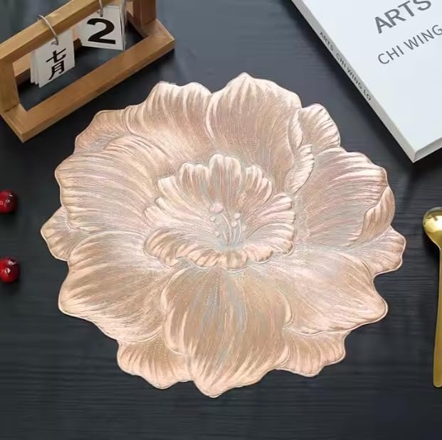 Image of HomeCloud PVC Material Round Shape Table Mat, Dining Table Mat,Table Placemats, Round Mats,Best for Bed-Side Table /Center Table, Dining Table /Shelves (Rose Rosegold, Set of 1)