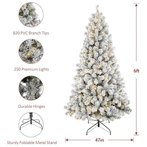 6ftflockedchristmastreewith250warmwhitelightsfrostedartificialtreewith820snowybranchtipsmetalstandfoldablebaseidealforhomeofficepartyorholidaydecor Urban Country Home Decor 6ft flocked christmas tree with 250 warm white lights frosted artificial tree with 820 snowy branch tips metal stand foldable base ideal for home office party or holiday decor urban country home decor