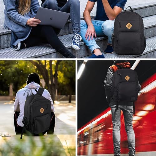 KEOFID Classic Travel backpack for Men and Women, Anti theft Laptop backpack with USB Charging Port for College, Business(Black) - Image 4